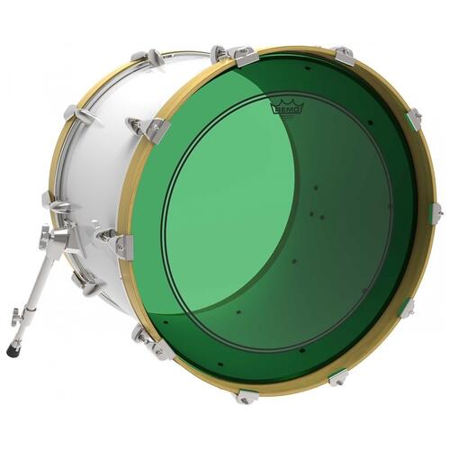 Image 2 - Remo Powerstroke 3 Colortone Green Bass Drum Heads
